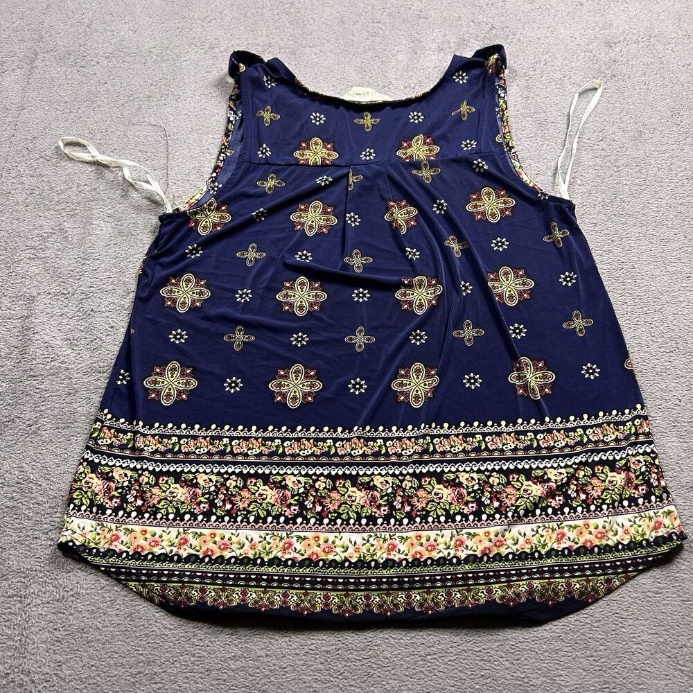 Sweet Wanderer Sleeveless Top Women's M Blue Floral Boho Festival Flowy Tank